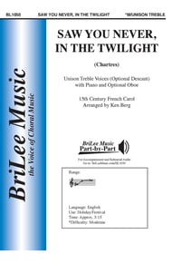 Saw You Never, in the Twilight Unison/Two-Part choral sheet music cover Thumbnail